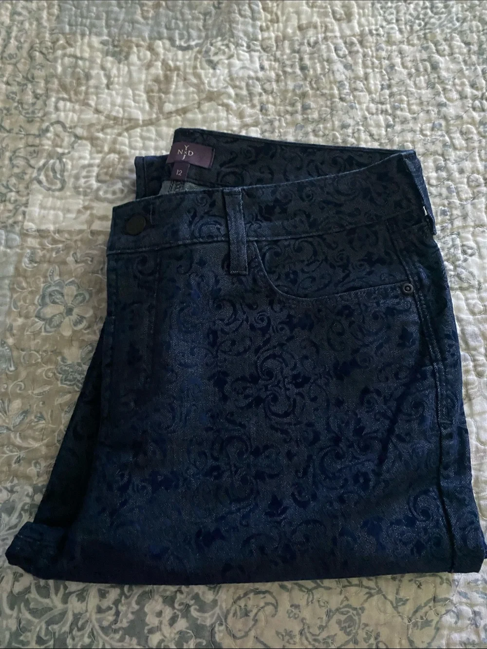 NYDJ Dark Navy Floral Jacquard Jeans